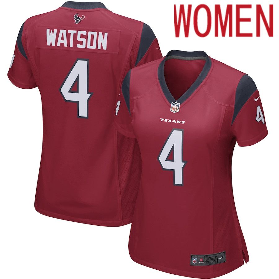 Women Houston Texans #4 Deshaun Watson Red Nike Player Game NFL Jersey->women nfl jersey->Women Jersey